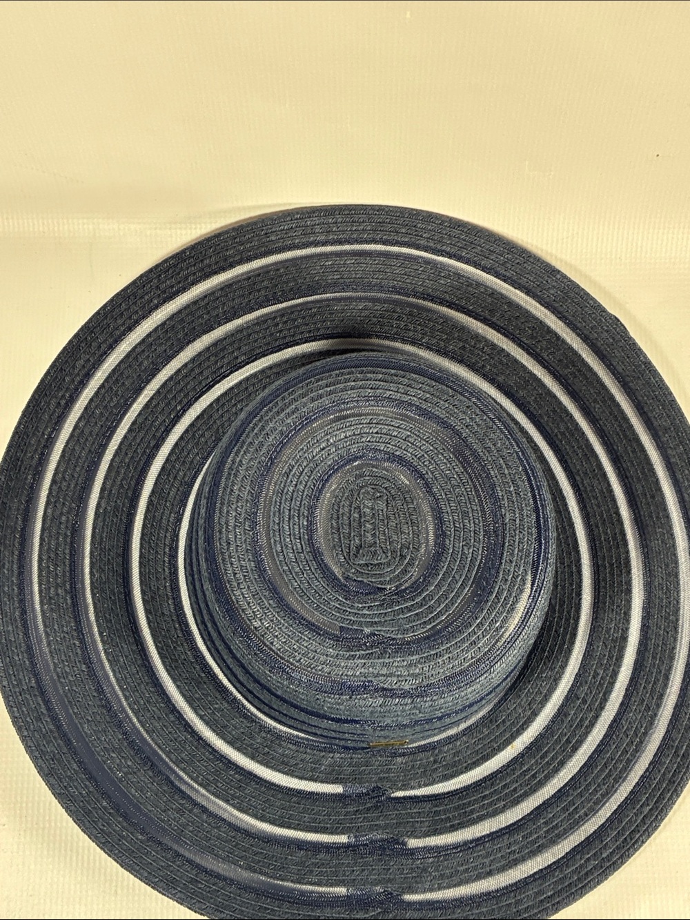 Nine West Navy Striped Wide-Brim Sun Hat - Picture 5 of 10